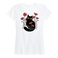 thumbnail image 1 of Instant Message - Cat And Poppies - Women's Short Sleeve Graphic T-Shirt, 1 of 5