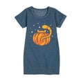 thumbnail image 1 of Instant Message - Cat Butt Pumpkin - Toddler And Youth Girls Fleece Dress, 1 of 5
