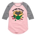 thumbnail image 1 of Instant Message - Cat Christmas Present - Toddler & Youth Girls Raglan Graphic T-Shirt, 1 of 6