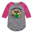 thumbnail image 1 of Instant Message - Cat Christmas Present - Toddler & Youth Girls Raglan Graphic T-Shirt, 1 of 6