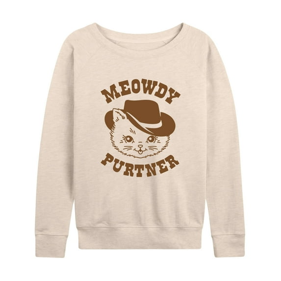 Instant Message - Cat Cowboy Meowdy Purtner - Women's Lightweight French Terry Long Sleeve Shirt