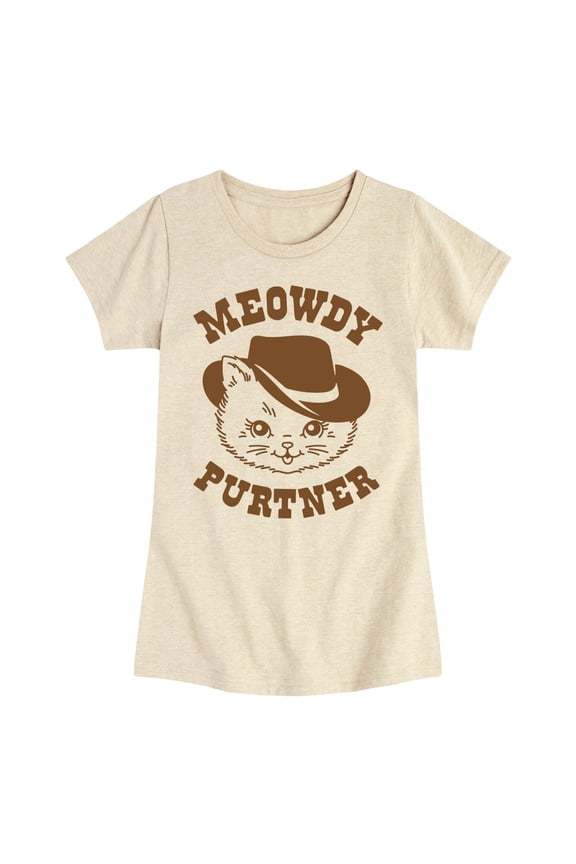- Cat Cowboy Meowdy Purtner - Youth Girls Fitted Short Sleeve T-Shirt