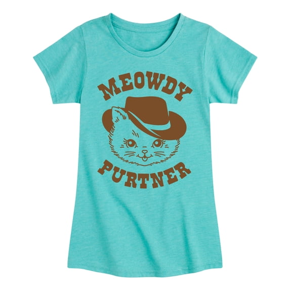 Instant Message - Cat Cowboy Meowdy Purtner Fitted Short Sleeve Graphic T-Shirt