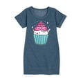 thumbnail image 1 of Instant Message - Cat Cupcake - Toddler And Youth Girls Fleece Dress, 1 of 6