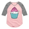 thumbnail image 1 of Instant Message - Cat Cupcake - Toddler And Youth Girls Raglan Graphic T-Shirt, 1 of 6