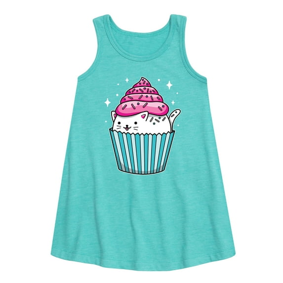 Instant Message - Cat Cupcake - Toddler and Youth Girls A-line Dress