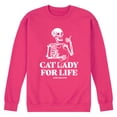 thumbnail image 1 of Instant Message - Cat Lady For Life Skeleton Men's Graphic Fleece Sweatshirt, 1 of 4