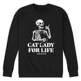 thumbnail image 1 of Instant Message - Cat Lady For Life Skeleton Men's Graphic Fleece Sweatshirt, 1 of 5