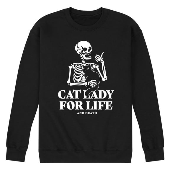 Instant Message - Cat Lady For Life Skeleton - Men's Crew Fleece Sweatshirts