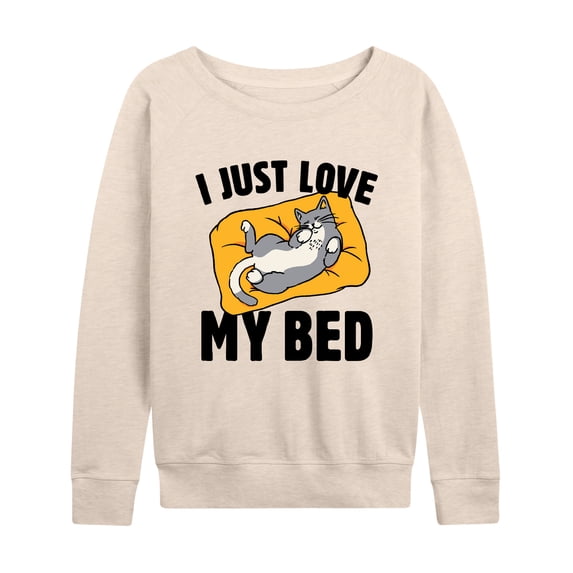 Instant Message - Cat Mom - I Just Love My Bed - Women's Lightweight French Terry Long Sleeve Shirt