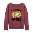 thumbnail image 1 of Instant Message - Cat Mom - I Just Love My Bed - Women's Lightweight French Terry Long Sleeve Shirt, 1 of 6