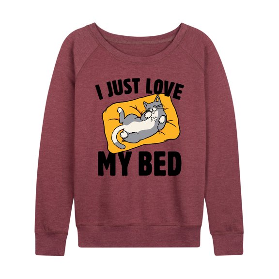 Instant Message - Cat Mom - I Just Love My Bed - Women's Lightweight French Terry Long Sleeve Shirt
