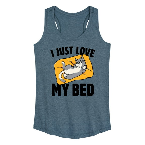 Instant Message - Cat Mom - I Just Love My Bed - Women's Racerback Tank Top