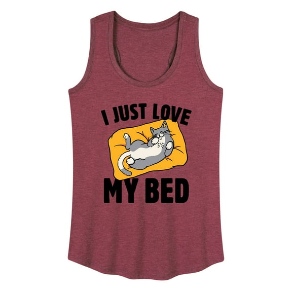 Instant Message - Cat Mom - I Just Love My Bed - Women's Racerback Tank Top