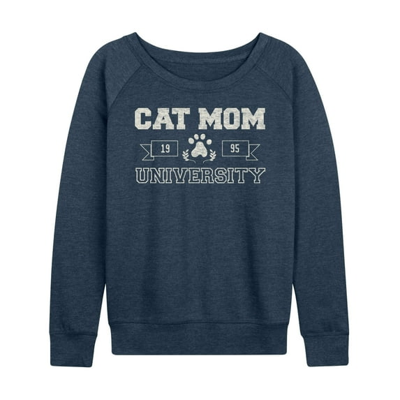 Instant Message - Cat Mom University - Ladies French Terry Long Sleeve Shirt