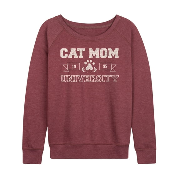 Instant Message - Cat Mom University - Ladies French Terry Long Sleeve Shirt