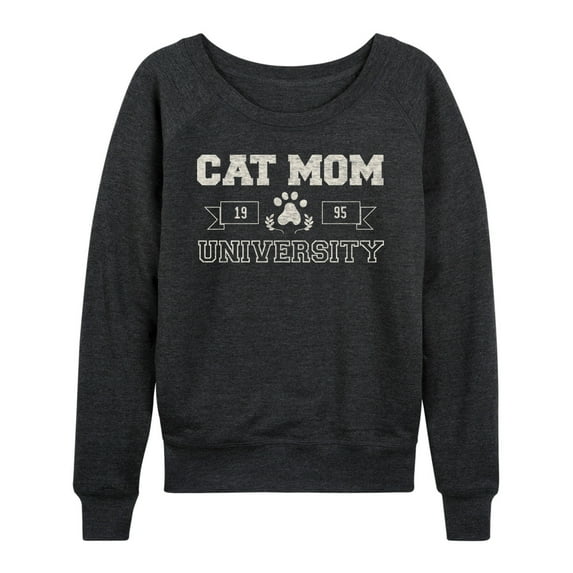 Instant Message - Cat Mom University - Ladies French Terry Long Sleeve Shirt