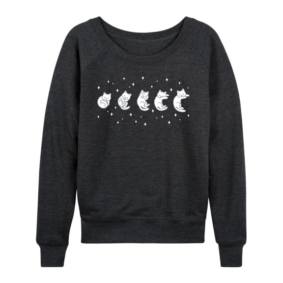 Instant Message - Cat Moon Phases - Women's Lightweight French Terry Long Sleeve Shirt