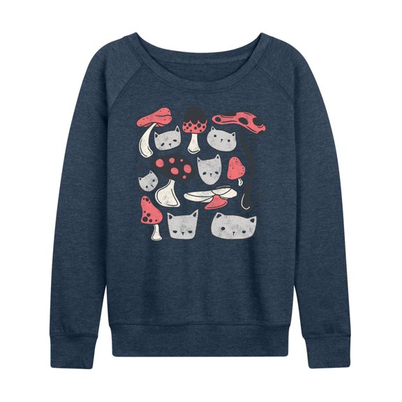Instant Message - Cat Mushroom - Women's Lightweight French Terry Long Sleeve Shirt