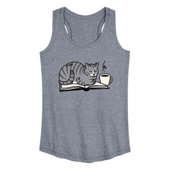 Instant Message - Cat On Book - Women's Racerback Tank Top