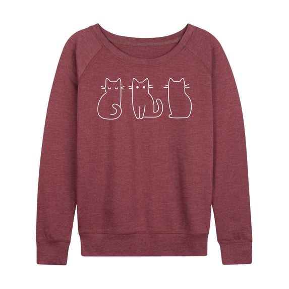 Instant Message - Cat Outlines - Women's French Terry Long Sleeve Pullover