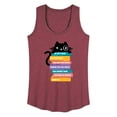 thumbnail image 1 of Instant Message - Cat Peeking Over Book Stack - Women's Racerback Tank Top, 1 of 6