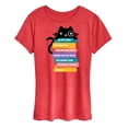 thumbnail image 1 of Instant Message - Cat Peeking Over Book Stack - Women's Short Sleeve Graphic T-Shirt, 1 of 6