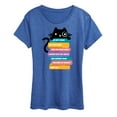 thumbnail image 1 of Instant Message - Cat Peeking Over Book Stack - Women's Short Sleeve Graphic T-Shirt, 1 of 6