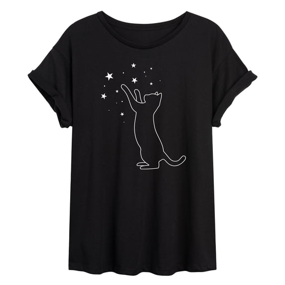 Instant Message - Cat Playing With Stars Relaxed Fit T-Shirt