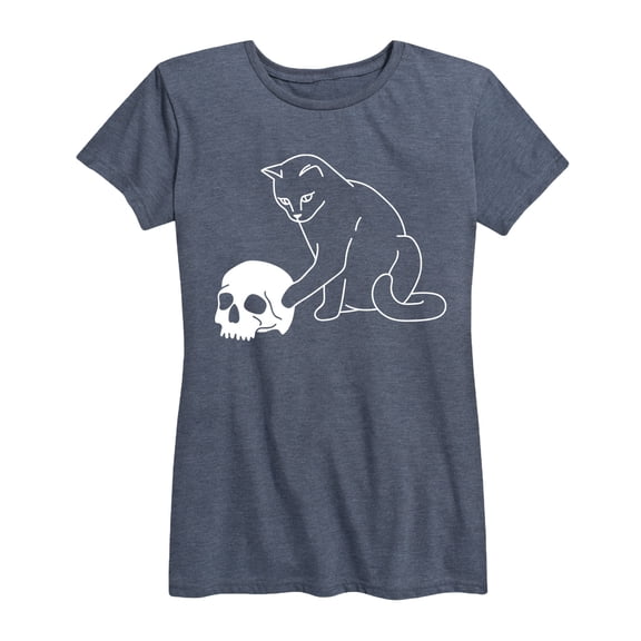 Instant Message - Cat Playing with Skull - Women's Short Sleeve Graphic T-shirt