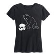 thumbnail image 1 of Instant Message - Cat Playing with Skull - Women's Short Sleeve Graphic T-shirt, 1 of 5