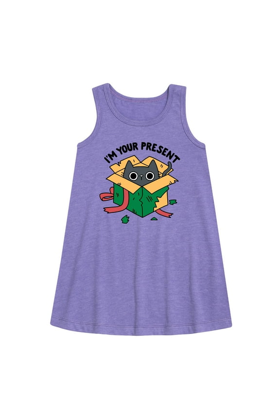 - Cat Christmas Present - Toddler & Youth Girls A-line Dress