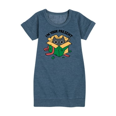 Instant Message - Cat Present - Toddler & Youth Girls Fleece Dress
