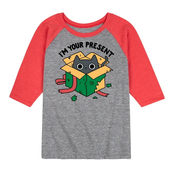 Instant Message - Cat Present - Toddler & Youth Raglan Graphic T-Shirt