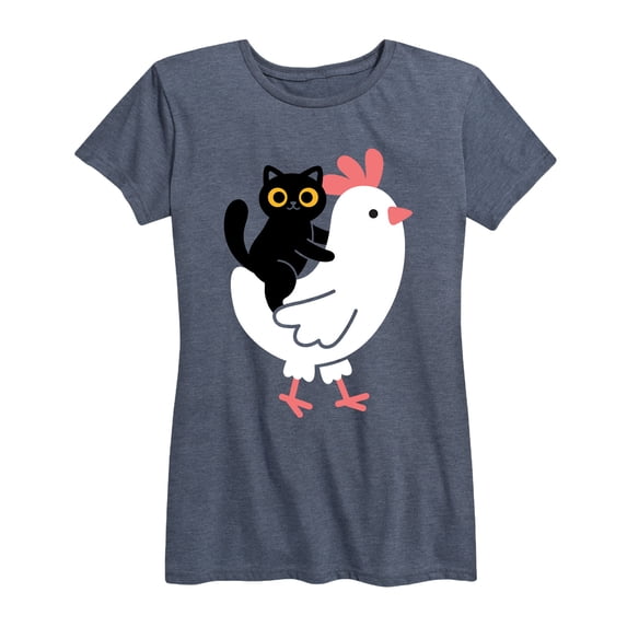 Instant Message - Cat Riding Chicken - Women's Short Sleeve Graphic T-shirt