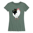 thumbnail image 1 of Instant Message - Cat Riding Chicken - Women's Short Sleeve Graphic T-shirt, 1 of 5