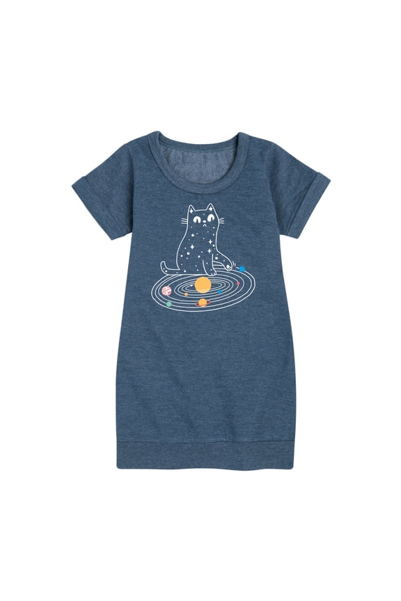 - Cat Solar System - Toddler & Youth Girls Fleece Dress