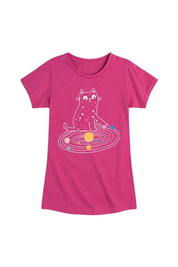 - Cat Solar System - Toddler & Youth Girls Short Sleeve Graphic T-Shirt