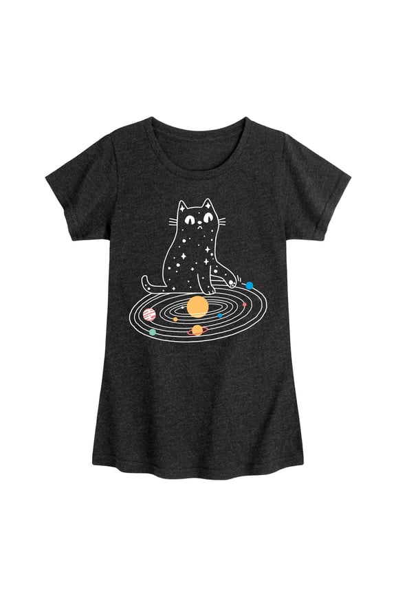 - Cat Solar System - Toddler & Youth Girls Short Sleeve Graphic T-Shirt