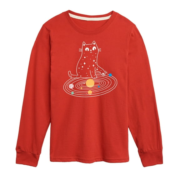 Instant Message - Cat Solar System - Toddler & Youth Long Sleeve Graphic T-Shirt