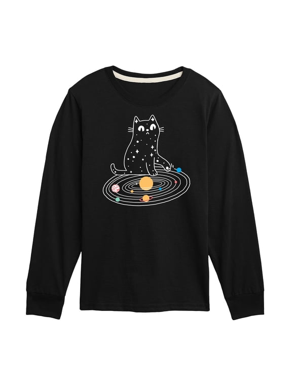 - Cat Solar System Boys' Long Sleeve Graphic T-Shirt