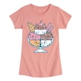 thumbnail image 1 of Instant Message - Cat Sundae - Youth Girls Fitted Short Sleeve T-Shirt, 1 of 5