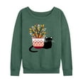 thumbnail image 1 of Instant Message - Cat With Fall Vase - Women's Lightweight French Terry Long Sleeve Shirt, 1 of 6