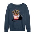thumbnail image 1 of Instant Message - Cat With Fall Vase - Women's Lightweight French Terry Long Sleeve Shirt, 1 of 6