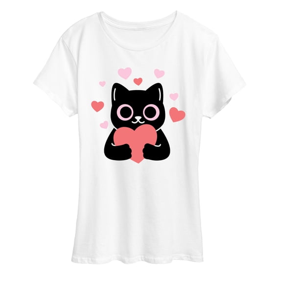 Instant Message - Cat With Hearts - Women's Short Sleeve Graphic T-Shirt