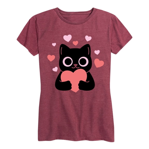 Instant Message - Cat With Hearts - Women's Short Sleeve Graphic T-Shirt
