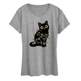 thumbnail image 1 of Instant Message - Cat Wrapped In Christmas Lights - Women's Short Sleeve Graphic T-Shirt, 1 of 5