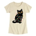 thumbnail image 1 of Instant Message - Cat Wrapped in Christmas Lights - Youth Girls Short Sleeve T-shirt, 1 of 5