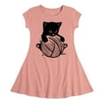 thumbnail image 1 of Instant Message - Cat Yarn Kid - Toddler & Youth Girls Fit & Flare Dress, 1 of 1