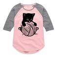 thumbnail image 1 of Instant Message - Cat Yarn Kid - Toddler & Youth Girls Raglan Graphic T-Shirt, 1 of 6